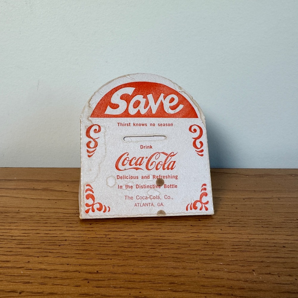 Coca-Cola Cardboard‎ Coin Bank Thirst Knows No Season White Red Atlanta GA